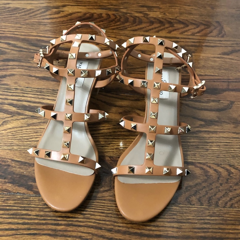 Dupe New Tan Rock Stud Sandal Heels Size 7.5